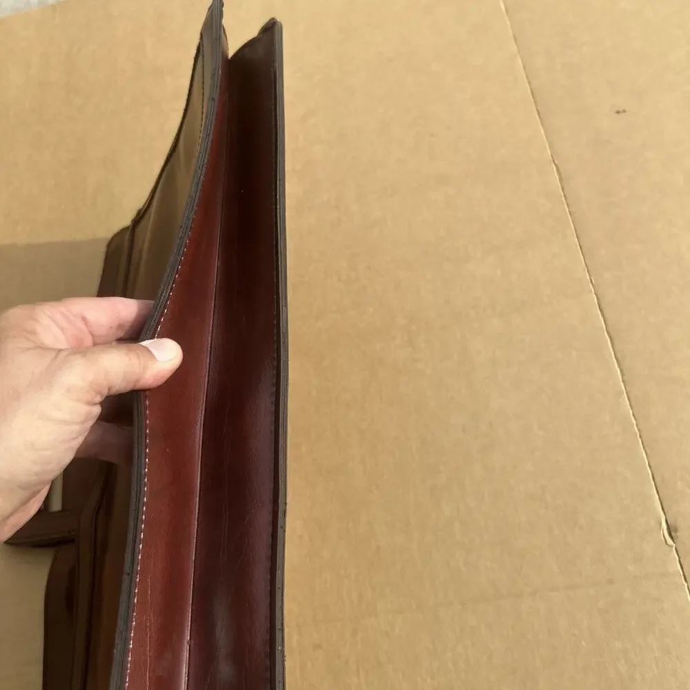 Vintage Oleg Cassini Brown Leather Look Portfolio Briefcase Organizer Taiwan